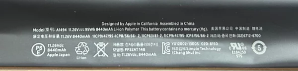 Bateria original MacBook Pro Retina A1398, A1494